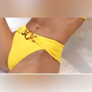 BAHIMI Tulum Banana Cabana Yellow Bikini bottom with Ring Accents NEW Size large